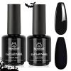 imageBeetles Milky White Gel Nail Polish  15ml Jelly Nude Gel Polish Base Color Nail Concealer Sheer Translucent Effect Soak Off UV LED French Nail Art Salon DIY Summer Manicure Gift for WomenG  Creme Black  2pcs Long Nights Black