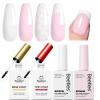 imageBeetles French Tip Gel Polish  Peach Mousse 15ML Full Size with French Tip Stamp Hema Free White Light Pink Gel Nail Polish Soak Off UV LED Lamp French Nail Kit Art for Summer Nails000Petal Ivory