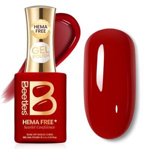 imageBeetles French Tip Gel Polish  Peach Mousse 15ML Full Size with French Tip Stamp Hema Free White Light Pink Gel Nail Polish Soak Off UV LED Lamp French Nail Kit Art for Summer NailsC  Creme Red  Scarlet Confidence