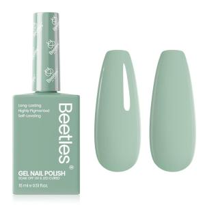 imageBeetles French Tip Gel Polish  Peach Mousse 15ML Full Size with French Tip Stamp Hema Free White Light Pink Gel Nail Polish Soak Off UV LED Lamp French Nail Kit Art for Summer NailsH  Creme Green  Misty Sage