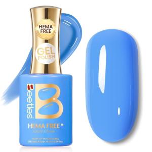 imageBeetles French Tip Gel Polish  Peach Mousse 15ML Full Size with French Tip Stamp Hema Free White Light Pink Gel Nail Polish Soak Off UV LED Lamp French Nail Kit Art for Summer NailsD  Creme Blue  Azure Gleam