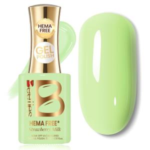 imageBeetles French Tip Gel Polish  Peach Mousse 15ML Full Size with French Tip Stamp Hema Free White Light Pink Gel Nail Polish Soak Off UV LED Lamp French Nail Kit Art for Summer NailsH  Creme Green  Matcha Mousse