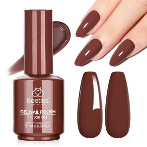 imageBeetles Milky White Gel Nail Polish  15ml Jelly Nude Gel Polish Base Color Nail Concealer Sheer Translucent Effect Soak Off UV LED French Nail Art Salon DIY Summer Manicure Gift for WomenI  Creme Brown  Brown