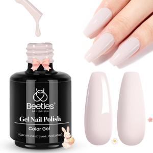imageBeetles Milky White Gel Nail Polish  15ml Jelly Nude Gel Polish Base Color Nail Concealer Sheer Translucent Effect Soak Off UV LED French Nail Art Salon DIY Summer Manicure Gift for WomenE  Creme Nude  Stone Beige
