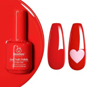 imageBeetles Milky White Gel Nail Polish  15ml Jelly Nude Gel Polish Base Color Nail Concealer Sheer Translucent Effect Soak Off UV LED French Nail Art Salon DIY Summer Manicure Gift for WomenC  Creme Red  Scarlet Red
