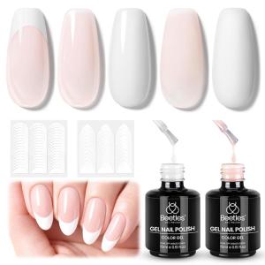 imageBeetles Milky White Gel Nail Polish  15ml Jelly Nude Gel Polish Base Color Nail Concealer Sheer Translucent Effect Soak Off UV LED French Nail Art Salon DIY Summer Manicure Gift for WomenQ  Creme White Pink  Pure Intent