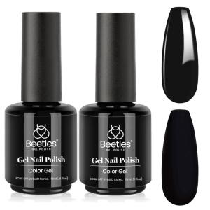 imageBeetles Milky White Gel Nail Polish  15ml Jelly Nude Gel Polish Base Color Nail Concealer Sheer Translucent Effect Soak Off UV LED French Nail Art Salon DIY Summer Manicure Gift for WomenG  Creme Black  2pcs Long Nights Black