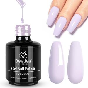 imageBeetles Milky White Gel Nail Polish  15ml Jelly Nude Gel Polish Base Color Nail Concealer Sheer Translucent Effect Soak Off UV LED French Nail Art Salon DIY Summer Manicure Gift for WomenJ  Creme Purple  Lilac Purple