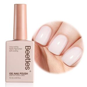 imageBeetles Milky White Gel Nail Polish  15ml Jelly Nude Gel Polish Base Color Nail Concealer Sheer Translucent Effect Soak Off UV LED French Nail Art Salon DIY Summer Manicure Gift for WomenMilky White