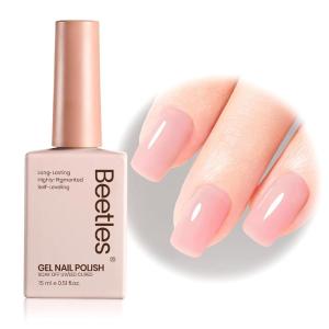 imageBeetles Milky White Gel Nail Polish  15ml Jelly Nude Gel Polish Base Color Nail Concealer Sheer Translucent Effect Soak Off UV LED French Nail Art Salon DIY Summer Manicure Gift for WomenJelly Peach