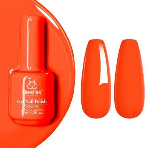 imageBeetles Milky White Gel Nail Polish  15ml Jelly Nude Gel Polish Base Color Nail Concealer Sheer Translucent Effect Soak Off UV LED French Nail Art Salon DIY Summer Manicure Gift for WomenM  Creme Orange  Bright Orange