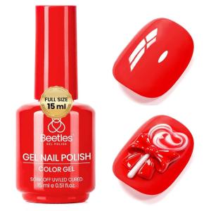 imageBeetles Milky White Gel Nail Polish  15ml Jelly Nude Gel Polish Base Color Nail Concealer Sheer Translucent Effect Soak Off UV LED French Nail Art Salon DIY Summer Manicure Gift for WomenC  Creme Red  Carmine Red