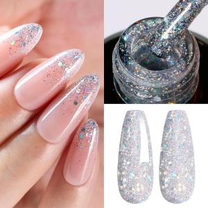 imageBeetles Milky White Gel Nail Polish  15ml Jelly Nude Gel Polish Base Color Nail Concealer Sheer Translucent Effect Soak Off UV LED French Nail Art Salon DIY Summer Manicure Gift for WomenDiamond Shine