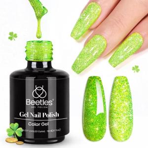 imageBeetles Milky White Gel Nail Polish  15ml Jelly Nude Gel Polish Base Color Nail Concealer Sheer Translucent Effect Soak Off UV LED French Nail Art Salon DIY Summer Manicure Gift for WomenH  Flakie Green  Lime Shock