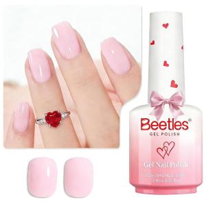 imageBeetles Milky White Gel Nail Polish  15ml Jelly Nude Gel Polish Base Color Nail Concealer Sheer Translucent Effect Soak Off UV LED French Nail Art Salon DIY Summer Manicure Gift for WomenBarely Pink