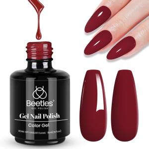 imageBeetles Milky White Gel Nail Polish  15ml Jelly Nude Gel Polish Base Color Nail Concealer Sheer Translucent Effect Soak Off UV LED French Nail Art Salon DIY Summer Manicure Gift for WomenC  Creme Red  Antique Ruby