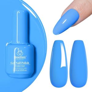 imageBeetles Milky White Gel Nail Polish  15ml Jelly Nude Gel Polish Base Color Nail Concealer Sheer Translucent Effect Soak Off UV LED French Nail Art Salon DIY Summer Manicure Gift for WomenD  Creme Blue  Coastal Holiday Bliss