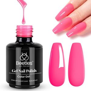 imageBeetles Milky White Gel Nail Polish  15ml Jelly Nude Gel Polish Base Color Nail Concealer Sheer Translucent Effect Soak Off UV LED French Nail Art Salon DIY Summer Manicure Gift for Women130Hot Pink