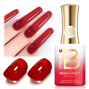 imageBeetles Milky White Gel Nail Polish  15ml Jelly Nude Gel Polish Base Color Nail Concealer Sheer Translucent Effect Soak Off UV LED French Nail Art Salon DIY Summer Manicure Gift for WomenC  Sheer Red  Ruby Cherry
