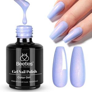imageBeetles Milky White Gel Nail Polish  15ml Jelly Nude Gel Polish Base Color Nail Concealer Sheer Translucent Effect Soak Off UV LED French Nail Art Salon DIY Summer Manicure Gift for WomenDreamy Blue