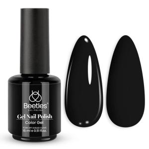 imageBeetles Milky White Gel Nail Polish  15ml Jelly Nude Gel Polish Base Color Nail Concealer Sheer Translucent Effect Soak Off UV LED French Nail Art Salon DIY Summer Manicure Gift for WomenAudrey Black