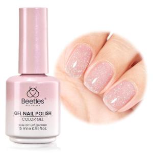 imageBeetles Milky White Gel Nail Polish  15ml Jelly Nude Gel Polish Base Color Nail Concealer Sheer Translucent Effect Soak Off UV LED French Nail Art Salon DIY Summer Manicure Gift for WomenB  Sheer Pink  Soft Glow Fragments