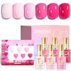 imageBeetles Spring Gel Polish Set  Dessert Feast 30 Colors HemaFree Glitter Jelly Nude Pink White Yellow Green Pastel Colors Polish with Base Top Coat Swatch Card Uv LED Lamp Gel Gifts for Women0Pink Escape