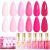 imageBeetles Spring Gel Polish Set  Dessert Feast 30 Colors HemaFree Glitter Jelly Nude Pink White Yellow Green Pastel Colors Polish with Base Top Coat Swatch Card Uv LED Lamp Gel Gifts for Women0Pink Escape