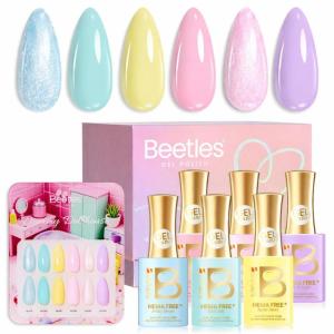 imageBeetles Spring Gel Polish Set  Dessert Feast 30 Colors HemaFree Glitter Jelly Nude Pink White Yellow Green Pastel Colors Polish with Base Top Coat Swatch Card Uv LED Lamp Gel Gifts for WomenDreamy Dollhouse