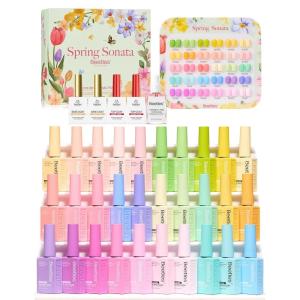 imageBeetles Spring Gel Polish Set  Dessert Feast 30 Colors HemaFree Glitter Jelly Nude Pink White Yellow Green Pastel Colors Polish with Base Top Coat Swatch Card Uv LED Lamp Gel Gifts for WomenSpring Sonata