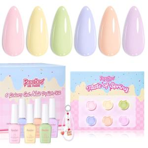 imageBeetles Summer Voyage Cat Eye Gel Nail Polish Set  9ML 6 Colors Saltmist Sunset Summer Cat Eye Gel Nail Polish Kit Yellow Blue Green Pink Purple Soak Off UV Salon DIY at Home Manicure Gift for WomenTaste of Spring