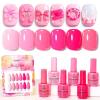 imageBeetles Pink Gel Polish Set  Pink Soda with Color Card 6 Colors Summer Gel Nail Polish Set 15ML051FlOz Same Color Bottle Professional Manicure Salon LongLasting Soak Off UV LED Summer NailsSummer Heartbeat