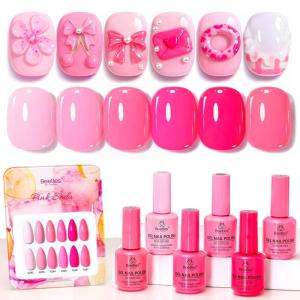 imageBeetles Pink Gel Polish Set  Pink Soda with Color Card 6 Colors Summer Gel Nail Polish Set 15ML051FlOz Same Color Bottle Professional Manicure Salon LongLasting Soak Off UV LED Summer NailsSummer Heartbeat