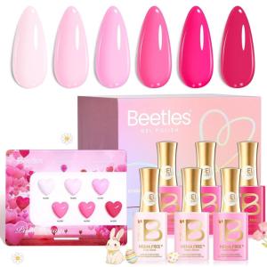 imageBeetles Pink Gel Polish Set  Pink Soda with Color Card 6 Colors Summer Gel Nail Polish Set 15ML051FlOz Same Color Bottle Professional Manicure Salon LongLasting Soak Off UV LED Summer Nails0Pink Escape