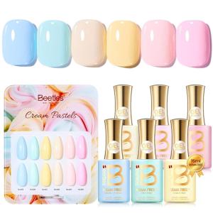 imageBeetles Pink Gel Polish Set  Pink Soda with Color Card 6 Colors Summer Gel Nail Polish Set 15ML051FlOz Same Color Bottle Professional Manicure Salon LongLasting Soak Off UV LED Summer NailsCream Pastels