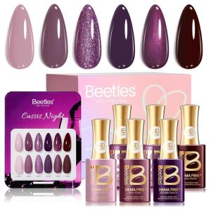 imageBeetles Pink Gel Polish Set  Pink Soda with Color Card 6 Colors Summer Gel Nail Polish Set 15ML051FlOz Same Color Bottle Professional Manicure Salon LongLasting Soak Off UV LED Summer NailsCassis Night