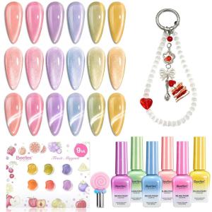 imageBeetles Summer Voyage Jelly Gel Nail Polish Set  9ML 6 Colors Seasalt Holiday Summer Sheer Gel Nail Polish Kit Milky White MInt Green Blue Soak Off UV Salon DIY at Home Manicure Gift for Women000Fruit Magnet