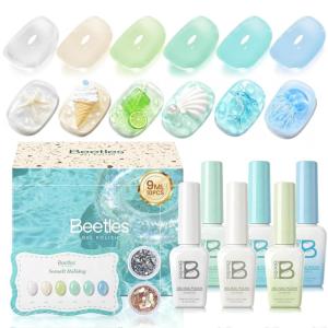 imageBeetles Summer Voyage Jelly Gel Nail Polish Set  9ML 6 Colors Seasalt Holiday Summer Sheer Gel Nail Polish Kit Milky White MInt Green Blue Soak Off UV Salon DIY at Home Manicure Gift for WomenSeasalt Holiday