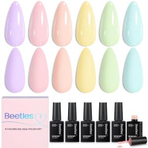 imageBeetles Pastel Gel Polish Set  Afternoon Desserts Collection 6 Colors Pastel Purple Yellow Blue Pink Trendy Colors Uv LED Lamp Salon DIY at Home Nails Gifts for Women NailsAfternoon Desserts