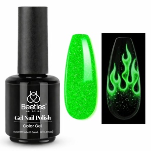 image:imageBeetles Pink Gel Polish  Strawberry Cream 15ML051Fl Oz Light Pink Gel Nail Polish Same Color Same Bottle Soak Off UV LED Lamp Summer Nails Art LongLasting Manicure Salon DIY HomeLuminous Green
