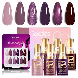 image:imageBeetles Pink Gel Polish Set  Ballet Rosa HemaFree Collection 6 Colors Nude Pink Colors Gel Kit with PreSwatched Color Card Soak Off UV LED Polish for DIY Nail Art Home Salon GiftsCassis Night