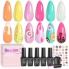 image:imageBeetles Blue Gel Nail Polish Set  Ocean Veil 6 Colors Jelly Summer Gel Nail Polish Kit Green Sheer Translucent Effect Soak off UV Nail Art DIY at Home Gift for WomenSummer Ice Cream