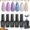 image:imageBeetles Blue Gel Nail Polish Set  Ocean Veil 6 Colors Jelly Summer Gel Nail Polish Kit Green Sheer Translucent Effect Soak off UV Nail Art DIY at Home Gift for Women006 Colors Holographic Gel Polish Kit