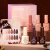 image:imageBeetles Cat Eye Gel Nail Polish Set  Falling Gold 6 Colors 15ML Full Size Glitter Gel Polish Kit Gold Brown Orange Glass Cat Eye Magnetic Effect Soak Off UV Nail Art DIY Salon at Home Gift for WomenBrownie Bliss