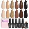 image:imageBeetles Blue Gel Nail Polish Set  Ocean Veil 6 Colors Jelly Summer Gel Nail Polish Kit Green Sheer Translucent Effect Soak off UV Nail Art DIY at Home Gift for Women000Chocolate Brown