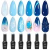 image:imageBeetles Blue Gel Nail Polish Set  Sunken Blue 6 Color Sky Navy Cobalt Cat Eye Gel Polish Summer Shimmer Manicure Soak Off UV Nail Art Salon DIY at Home Gift for WomenSunken Blue