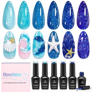 image:imageBeetles Blue Gel Nail Polish Set  Ocean Veil 6 Colors Jelly Summer Gel Nail Polish Kit Green Sheer Translucent Effect Soak off UV Nail Art DIY at Home Gift for WomenGlacier Diamond