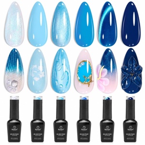 image:imageBeetles Blue Gel Nail Polish Set  Sunken Blue 6 Color Sky Navy Cobalt Cat Eye Gel Polish Summer Shimmer Manicure Soak Off UV Nail Art Salon DIY at Home Gift for WomenSunken Blue