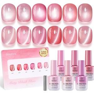 image:imageBeetles Cat Eye Gel Nail Polish Set  Falling Gold 6 Colors 15ML Full Size Glitter Gel Polish Kit Gold Brown Orange Glass Cat Eye Magnetic Effect Soak Off UV Nail Art DIY Salon at Home Gift for Women000Misty Blush Glow