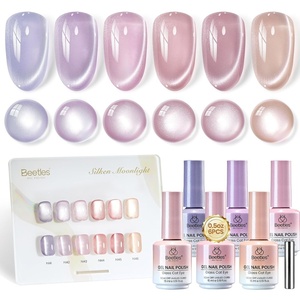 image:imageBeetles Cat Eye Gel Nail Polish Set  Falling Gold 6 Colors 15ML Full Size Glitter Gel Polish Kit Gold Brown Orange Glass Cat Eye Magnetic Effect Soak Off UV Nail Art DIY Salon at Home Gift for WomenSilken Moonlight